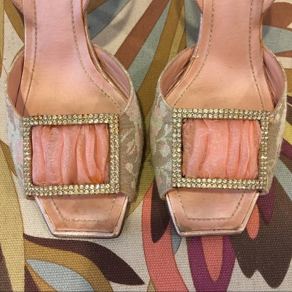 RENE CAOVILLA OPEN TOE SLING BACK SHOES SIZE 37.5 - Picture 3 of 8